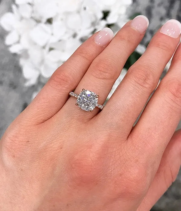 Classic Hidden Wrap and Pavé Band Diamond Ring Setting