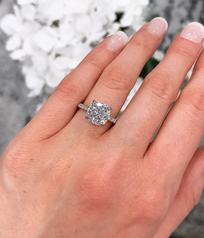 Classic Hidden Wrap and Pavé Band Diamond Ring Setting