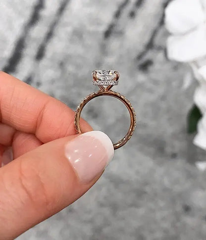 Classic Hidden Wrap and Pavé Band Diamond Ring Setting