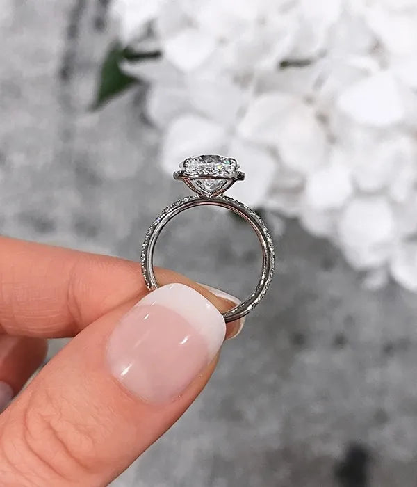 Classic Halo and Pavé Band Diamond Ring Setting