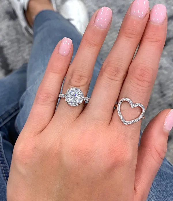 Classic Halo and Pavé Band Diamond Ring Setting