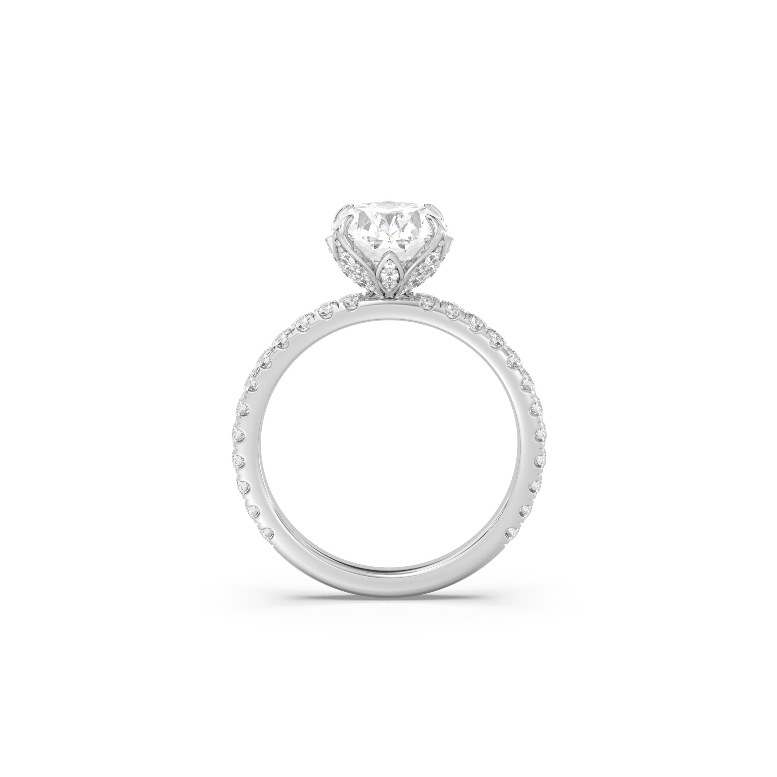 Secret Garden Pavé Band Moissanite Engagement Ring