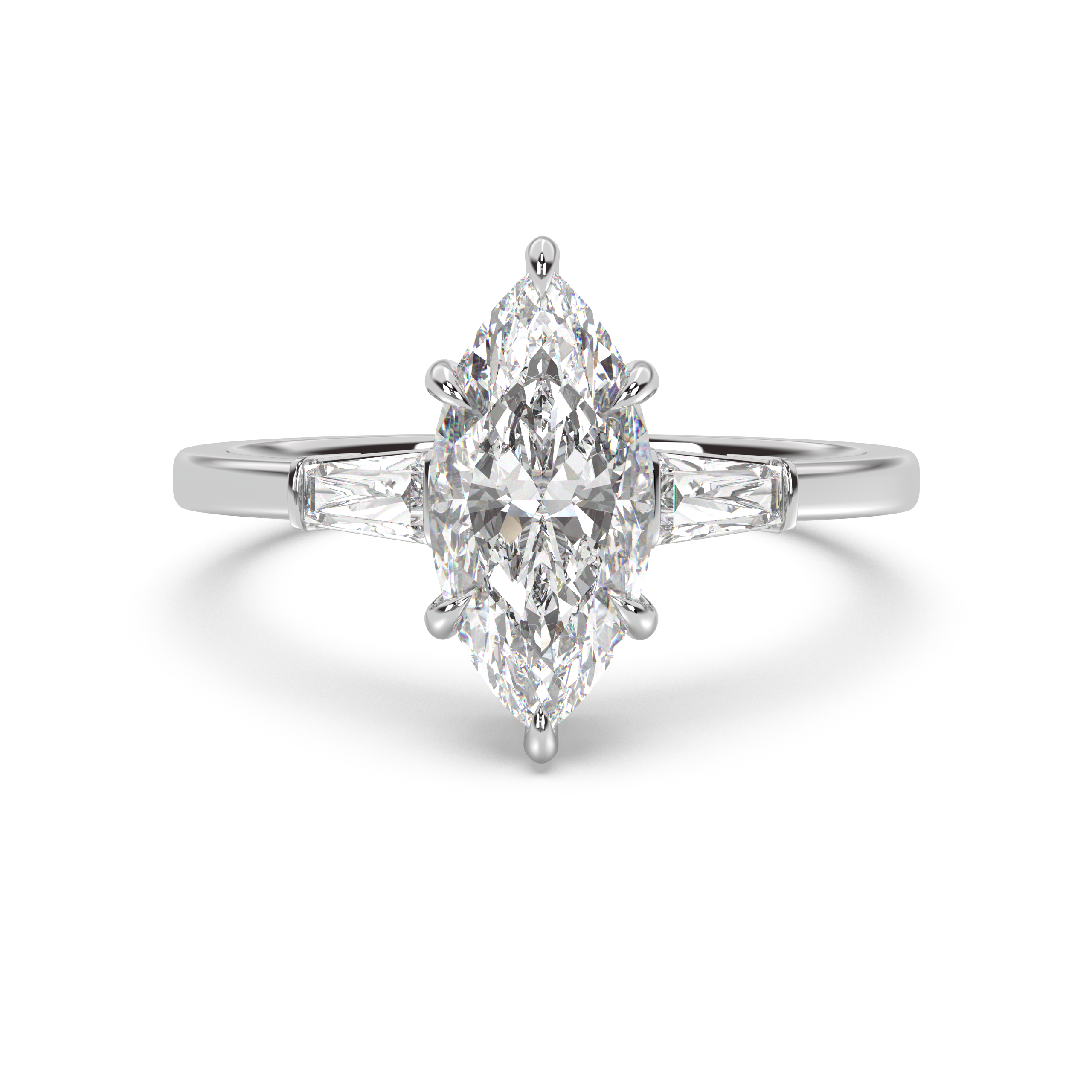 Three Stone Basket Engagement Ring