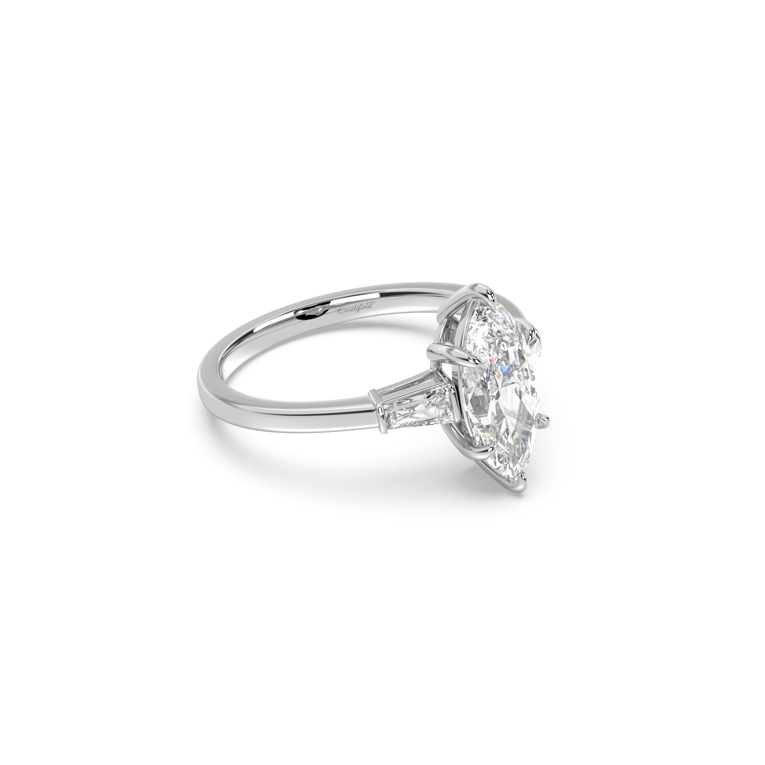 Three Stone Basket Engagement Ring