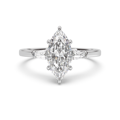Three Stone Basket Diamond Ring
