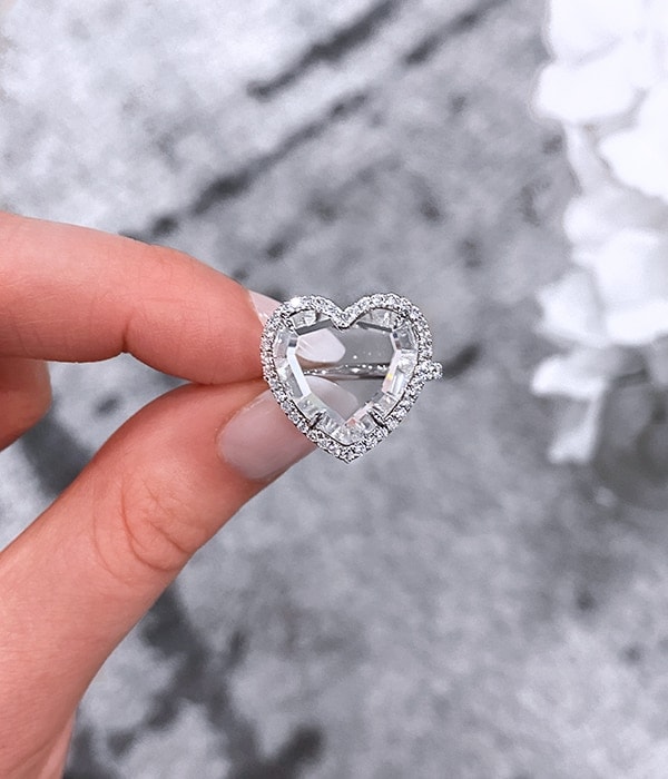 Jumbo Pave Outline Solid Gold Heart Ring